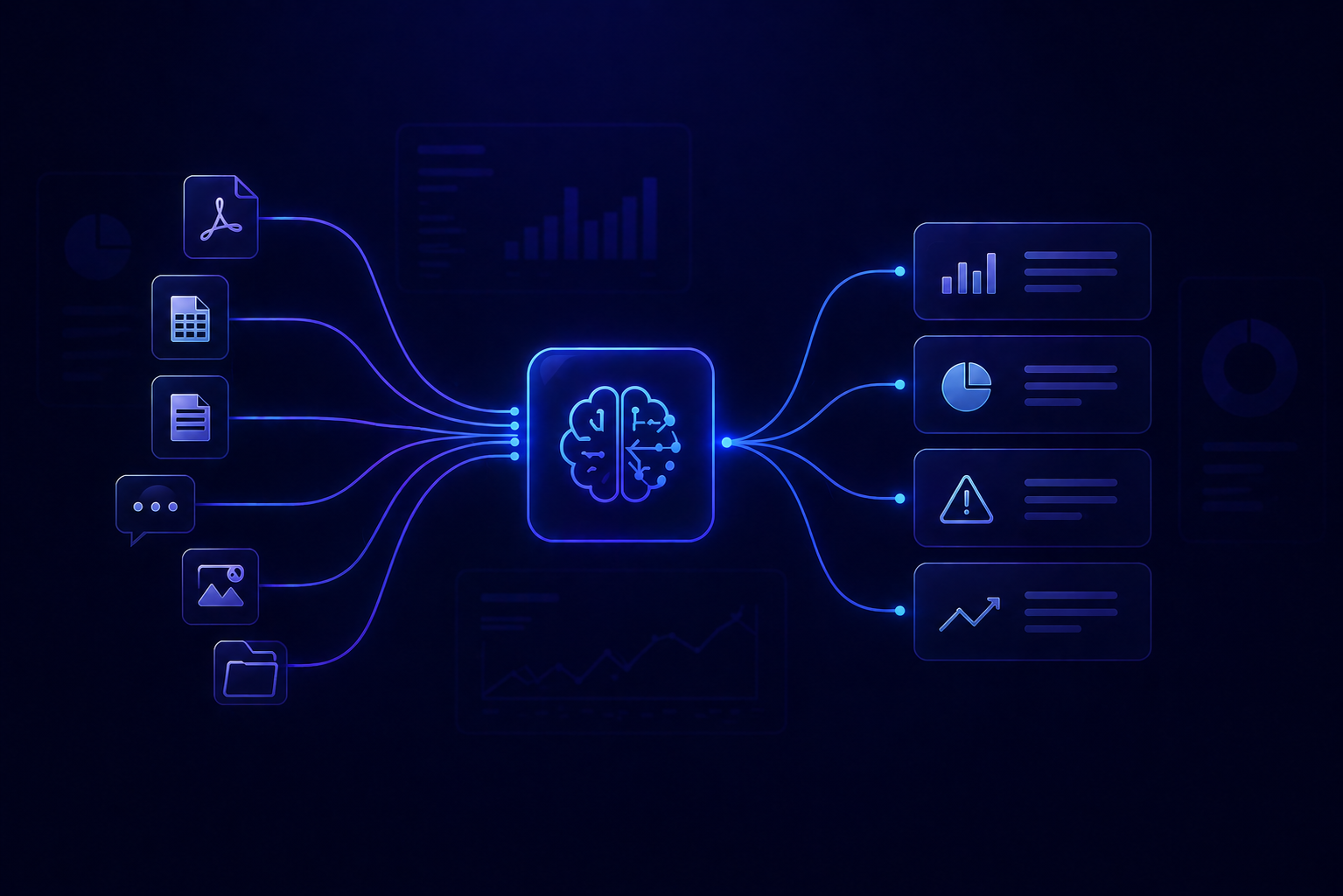 AI data intelligence dashboard transforming operational data into insights and forecasts